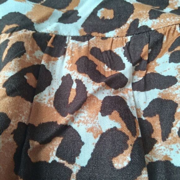 Intro. Brown and Black Leopard Print Boho Chic High Low Plus Size Midi Skirt - Picture 13 of 16